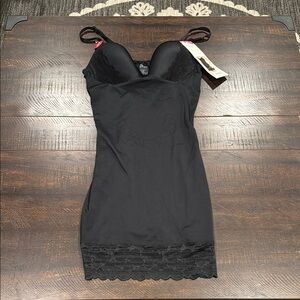 SPANX Black Chemise with Adjustable Straps and Lace Hem